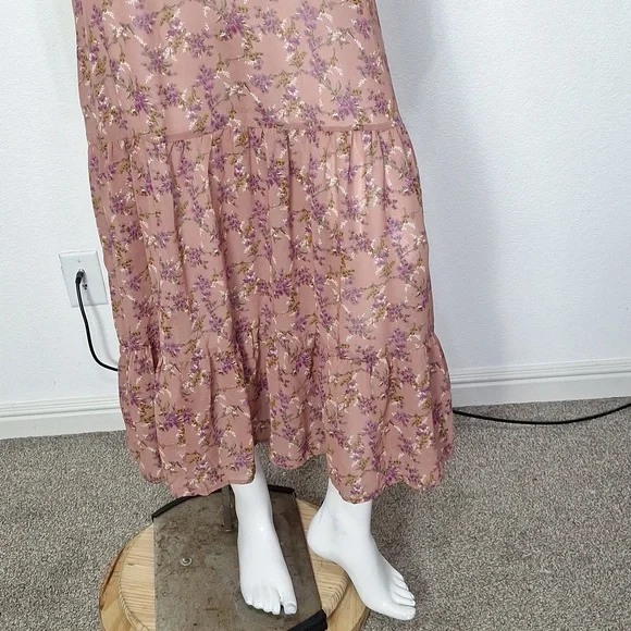 Natural Life Boho Floral Cottagecore Prairie Feminine Bell Sleeve Maxi Dress *M - Picture 4 of 13